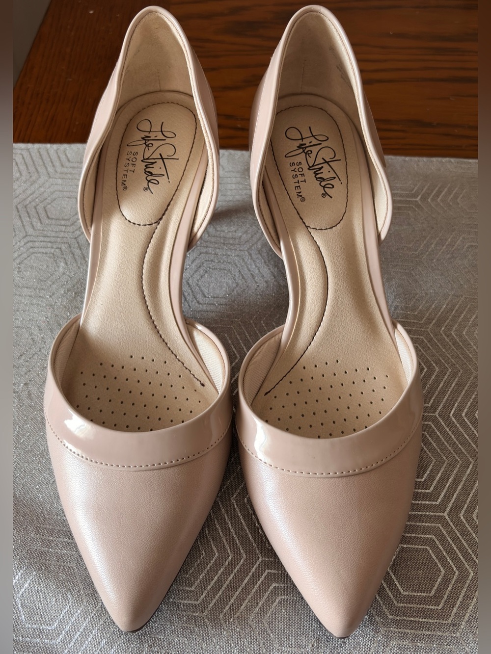 Life Stride Nude Pointed-Toe D'Orsay Heels